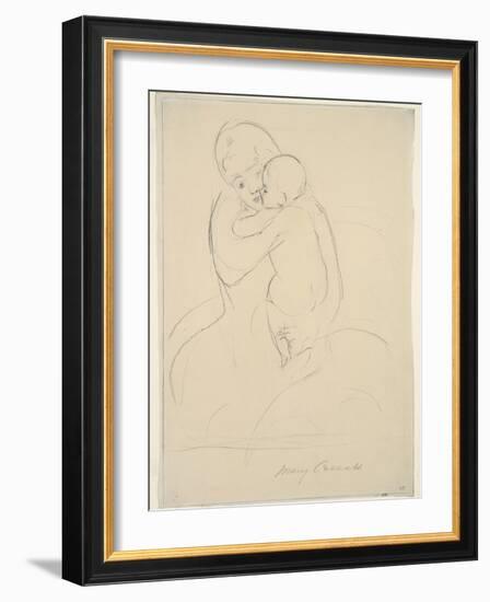 Maternal Caress, 1921  wove paper)-Mary Stevenson Cassatt-Framed Giclee Print