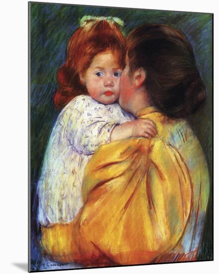Maternal Kiss 1896-Mary Cassatt-Mounted Art Print