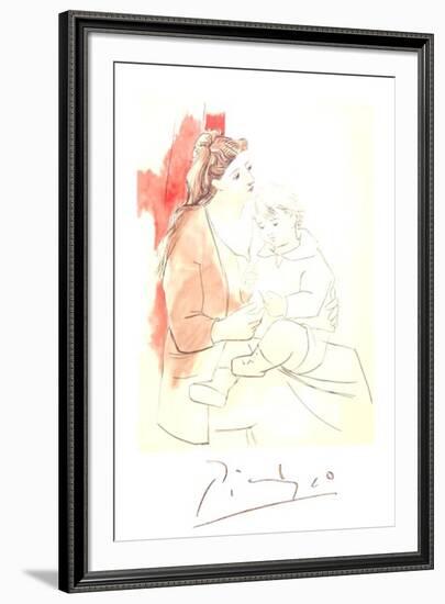 Maternite au Rideau Rouge-Pablo Picasso-Framed Collectable Print