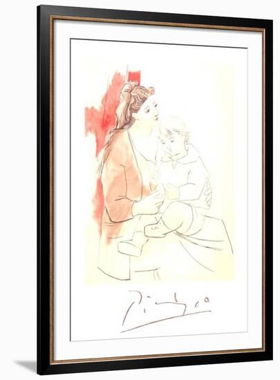 Maternite au Rideau Rouge-Pablo Picasso-Framed Collectable Print