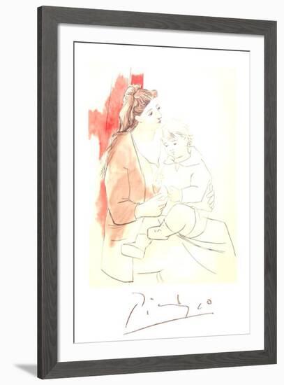 Maternite au Rideau Rouge-Pablo Picasso-Framed Collectable Print