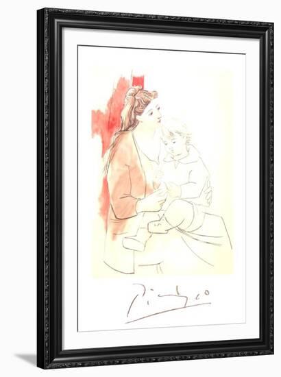 Maternite au Rideau Rouge-Pablo Picasso-Framed Collectable Print