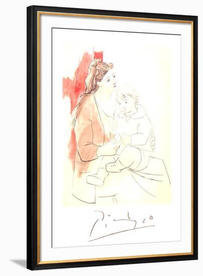 Maternite au Rideau Rouge-Pablo Picasso-Framed Collectable Print