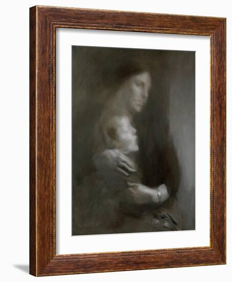 Maternity (Suffering) (Oil on Canvas)-Eugene Carriere-Framed Giclee Print