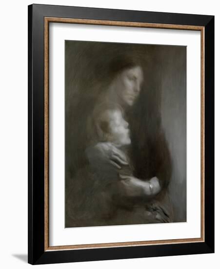 Maternity (Suffering) (Oil on Canvas)-Eugene Carriere-Framed Giclee Print