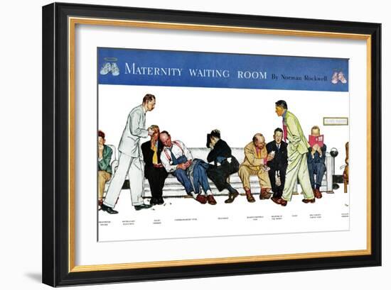 "Maternity Waiting Room", July 13,1946-Norman Rockwell-Framed Giclee Print