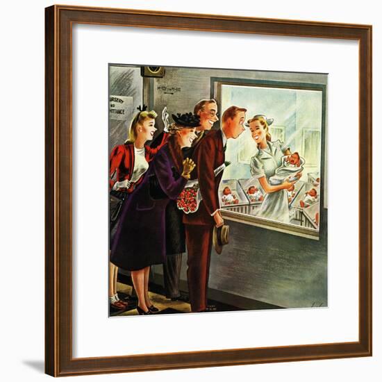 "Maternity Ward," November 2, 1946-Constantin Alajalov-Framed Giclee Print