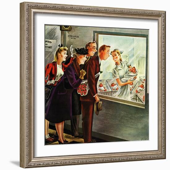 "Maternity Ward," November 2, 1946-Constantin Alajalov-Framed Giclee Print