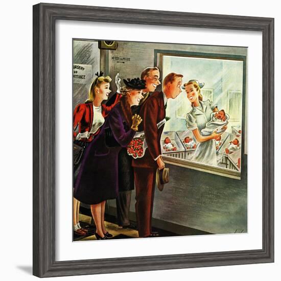 "Maternity Ward," November 2, 1946-Constantin Alajalov-Framed Giclee Print