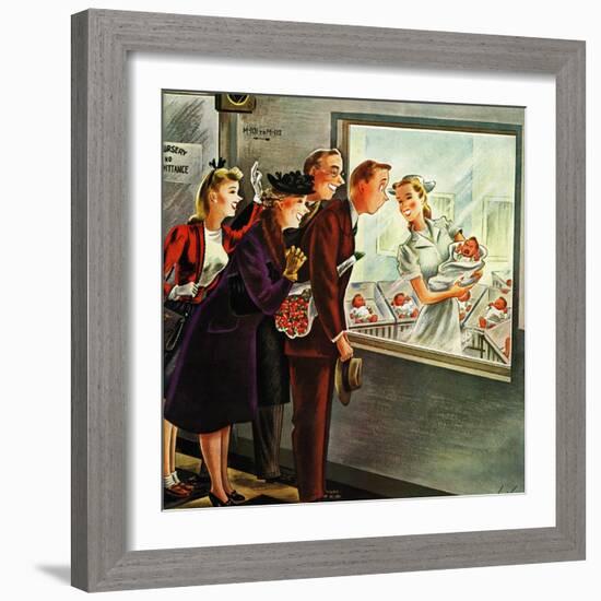 "Maternity Ward," November 2, 1946-Constantin Alajalov-Framed Giclee Print