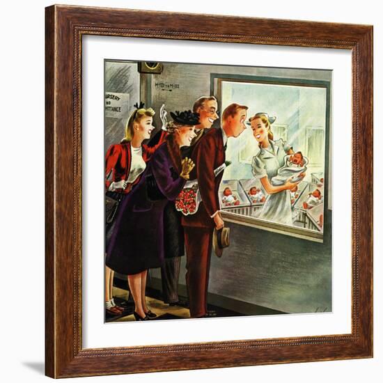 "Maternity Ward," November 2, 1946-Constantin Alajalov-Framed Giclee Print