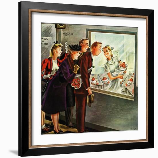 "Maternity Ward," November 2, 1946-Constantin Alajalov-Framed Giclee Print