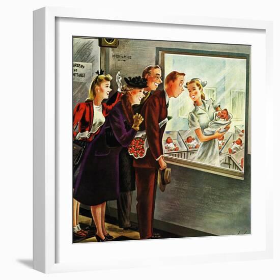 "Maternity Ward," November 2, 1946-Constantin Alajalov-Framed Giclee Print