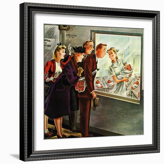 "Maternity Ward," November 2, 1946-Constantin Alajalov-Framed Giclee Print