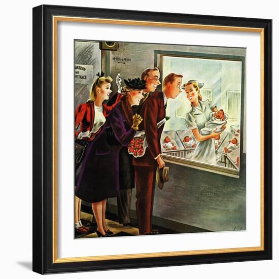 "Maternity Ward," November 2, 1946-Constantin Alajalov-Framed Giclee Print