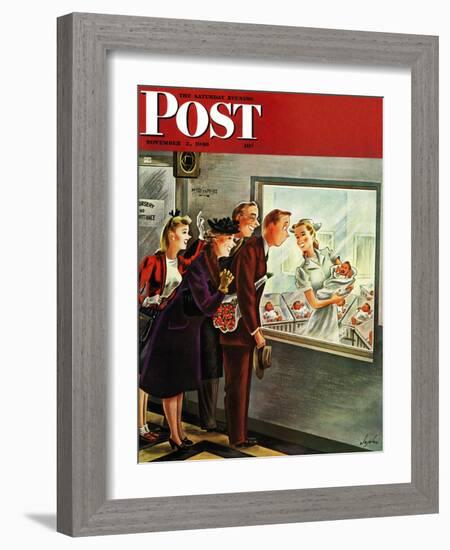 "Maternity Ward," Saturday Evening Post Cover, November 2, 1946-Constantin Alajalov-Framed Giclee Print