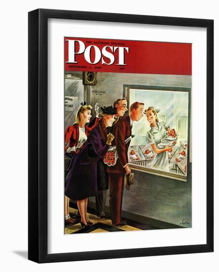 "Maternity Ward," Saturday Evening Post Cover, November 2, 1946-Constantin Alajalov-Framed Giclee Print