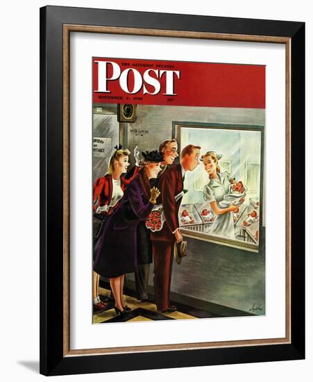 "Maternity Ward," Saturday Evening Post Cover, November 2, 1946-Constantin Alajalov-Framed Giclee Print