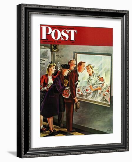 "Maternity Ward," Saturday Evening Post Cover, November 2, 1946-Constantin Alajalov-Framed Giclee Print