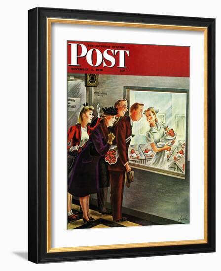 "Maternity Ward," Saturday Evening Post Cover, November 2, 1946-Constantin Alajalov-Framed Giclee Print