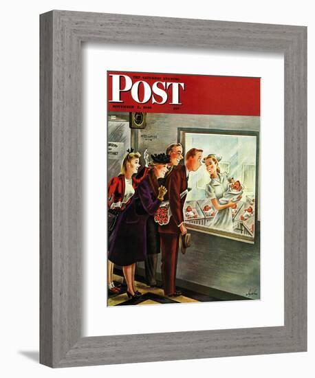 "Maternity Ward," Saturday Evening Post Cover, November 2, 1946-Constantin Alajalov-Framed Giclee Print