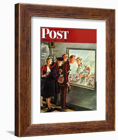 "Maternity Ward," Saturday Evening Post Cover, November 2, 1946-Constantin Alajalov-Framed Giclee Print