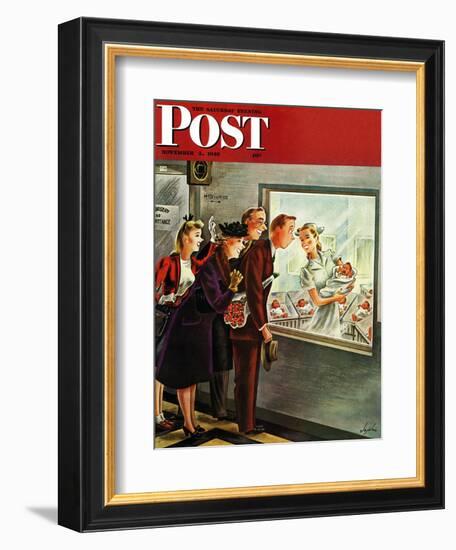 "Maternity Ward," Saturday Evening Post Cover, November 2, 1946-Constantin Alajalov-Framed Giclee Print