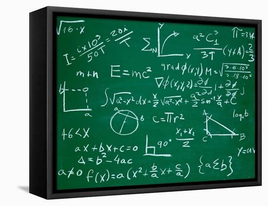 Math Formulas on School Blackboard Education-PicsFive-Framed Stretched Canvas