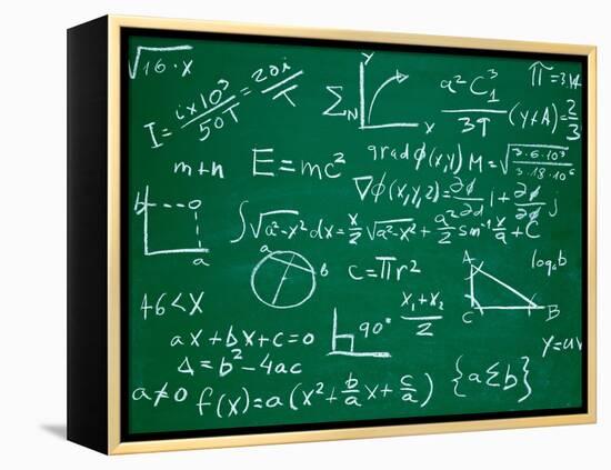 Math Formulas on School Blackboard Education-PicsFive-Framed Stretched Canvas