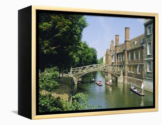 Mathematical Bridge and Punts, Queens College, Cambridge, England-Nigel Francis-Framed Premier Image Canvas