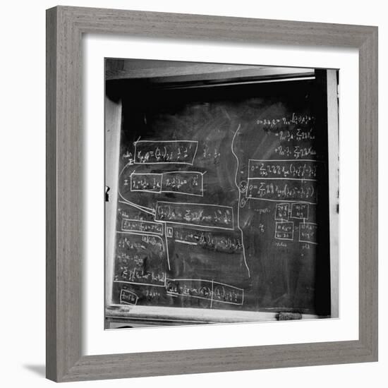 Mathematical Equations on Blackboard in Study Belonging to Albert Einstein-Ralph Morse-Framed Photographic Print