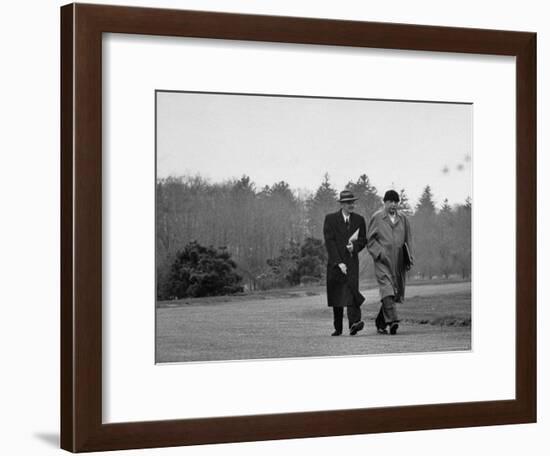 Mathematicians Albert Einstein and Kurt Godel Taking a Walk-Leonard Mccombe-Framed Premium Photographic Print