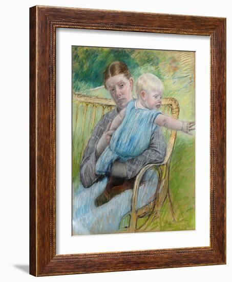 Mathilde Holding Baby, C. 1889-Mary Cassatt-Framed Giclee Print