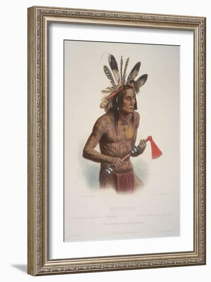 Mato-Tope, Adorned with the Insignia of His Warlike Deeds.-Karl Bodmer-Framed Giclee Print