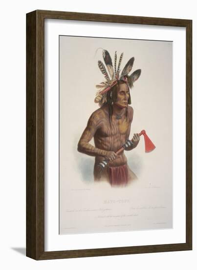 Mato-Tope, Adorned with the Insignia of His Warlike Deeds.-Karl Bodmer-Framed Giclee Print