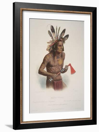 Mato-Tope, Adorned with the Insignia of His Warlike Deeds.-Karl Bodmer-Framed Giclee Print