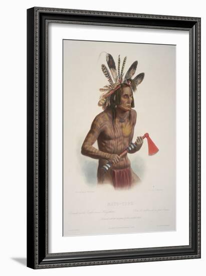 Mato-Tope, Adorned with the Insignia of His Warlike Deeds.-Karl Bodmer-Framed Giclee Print