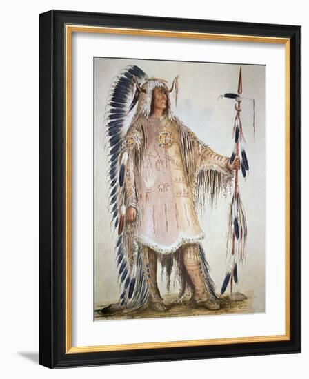 Mato-Tope, Second Chief of the Mandan People in 1833-George Catlin-Framed Giclee Print