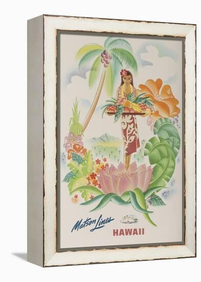 Matson Lines Travel Poster, Hawaii Native with Tropical Fruit-null-Framed Premier Image Canvas