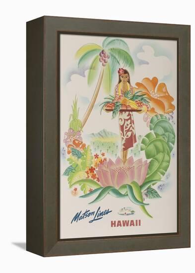 Matson Lines Travel Poster, Hawaii Native with Tropical Fruit-null-Framed Premier Image Canvas