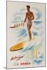 Matson Lines Travel Poster Hawaii Surfer-null-Mounted Giclee Print