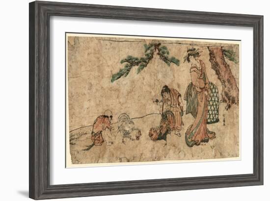 Matsu No Sita No Tokei-Teisai Hokuba-Framed Giclee Print