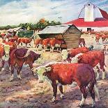 "Cattle in Barnyard," Country Gentleman Cover, October 1, 1945-Matt Clark-Giclee Print