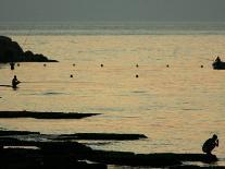 Men are Silhouetted Against the Sea as They Fish and Relax on the Beirut Coastline, August 24, 2006-Matt Dunham-Framed Premier Image Canvas