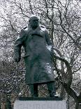 Snow is Seen on a Statue of the Late British Prime Minister Sir Winston Churchill-Matt Dunham-Laminated Photographic Print