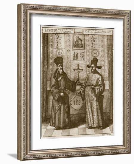 Matteo Ricci (1552-1610) and Paulus Li, from 'China Illustrated' by Athanasius Kircher (1601-80)-Dutch-Framed Giclee Print