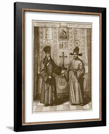 Matteo Ricci (1552-1610) and Paulus Li, from 'China Illustrated' by Athanasius Kircher (1601-80)-Dutch-Framed Giclee Print