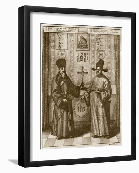 Matteo Ricci (1552-1610) and Paulus Li, from 'China Illustrated' by Athanasius Kircher (1601-80)-Dutch-Framed Giclee Print