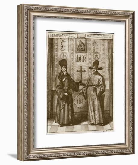 Matteo Ricci (1552-1610) and Paulus Li, from 'China Illustrated' by Athanasius Kircher (1601-80)-Dutch-Framed Giclee Print