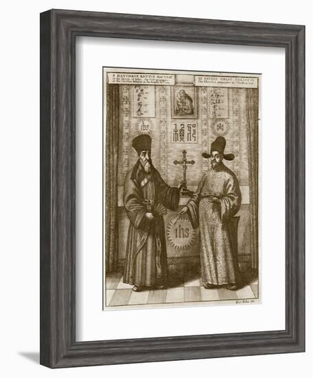 Matteo Ricci (1552-1610) and Paulus Li, from 'China Illustrated' by Athanasius Kircher (1601-80)-Dutch-Framed Giclee Print